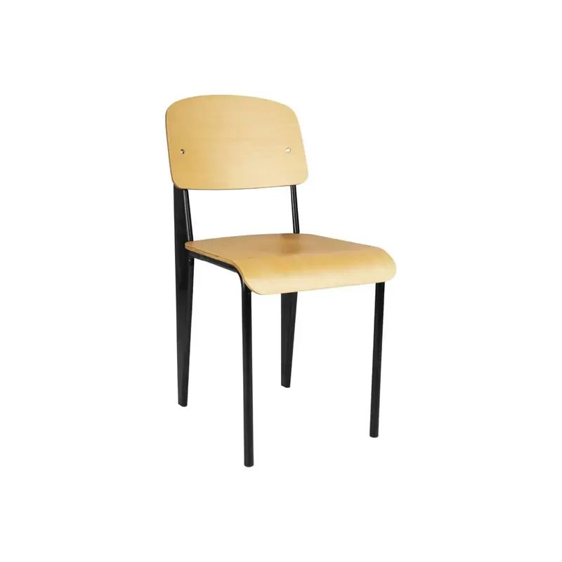 Bolero Wooden Dining Chairs with Black Steel Frame (Pack of 4)