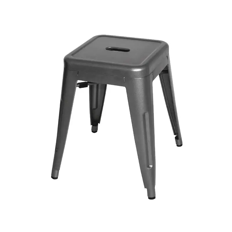 Bolero Low Metal Bar Stools Gun Metal Grey (Pack of 4)