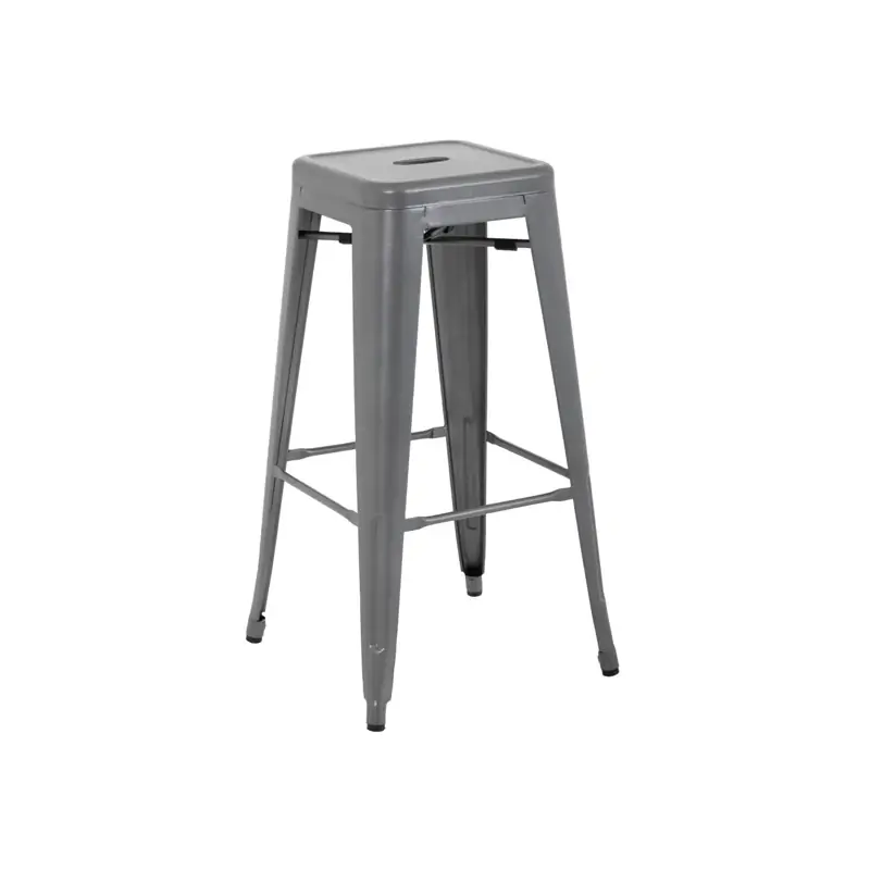 Bolero High Metal Bar Stools Gun Metal Grey (Pack of 4)