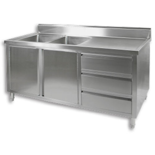 Modular Systems DSC-1800L-H Double Sink Cabinet with Drawers and Doors Sink on Left 1800 x 700 x 900+150mm