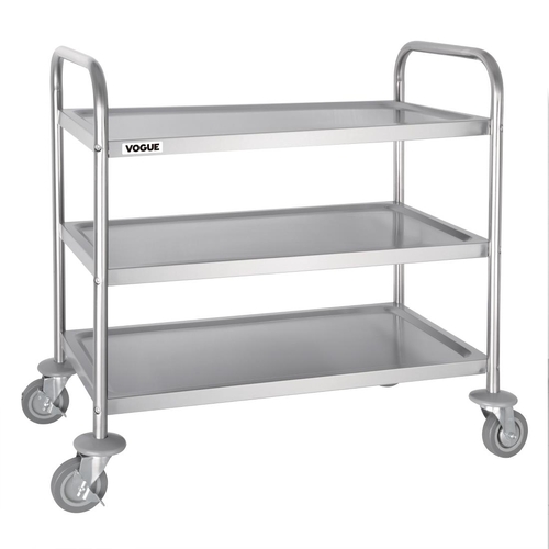 Vogue 3 Tier Clearing Trolley Stainless Steel 810x455x855mm