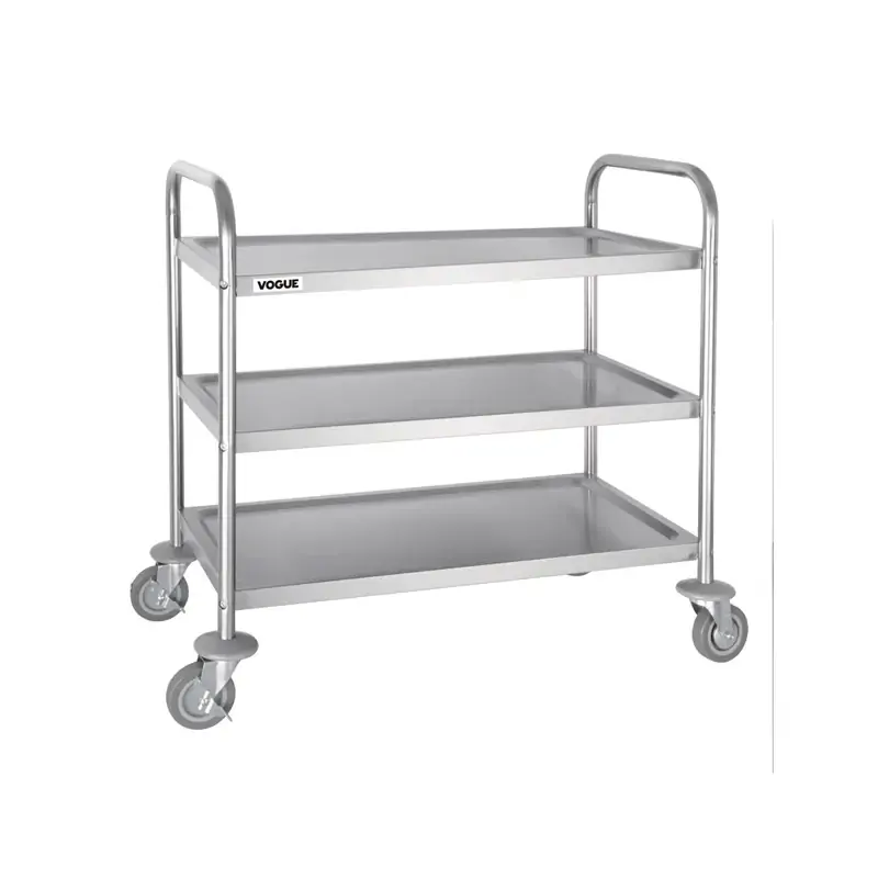 Vogue 3 Tier Clearing Trolley Stainless Steel 810x455x855mm