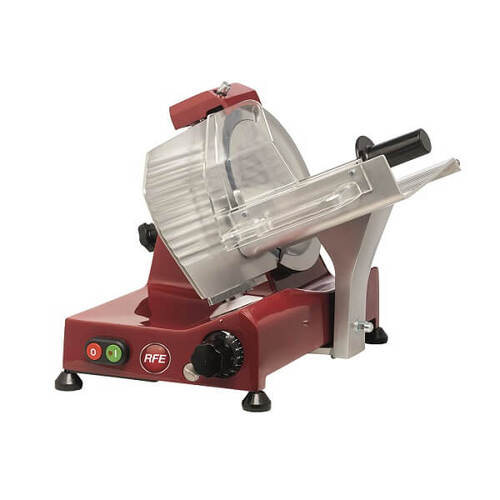 RFE FAF300i Heavy Duty Belt Driven Slicer, Silver and Red