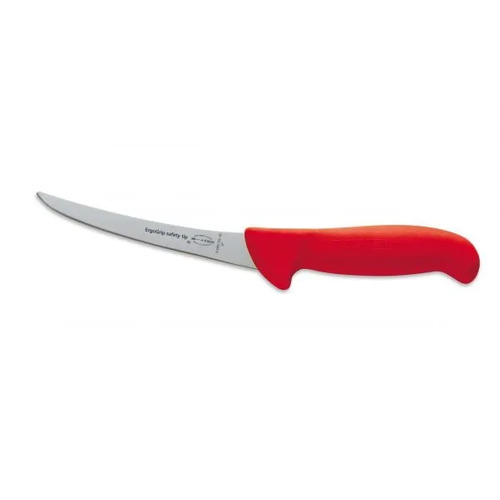 F.Dick ErgoGrip Boning Knife Curved Blade Stiff 130mm S-S/P Red