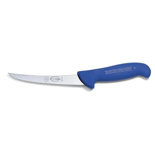 F.Dick ErgoGrip Boning Knife Curved Blade Stiff 130mm S-S/P Blue