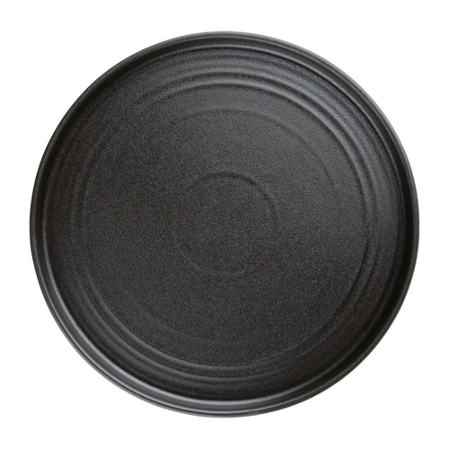 Olympia Cavolo Textured Black Flat Round Plate 270mm (Box of 4)