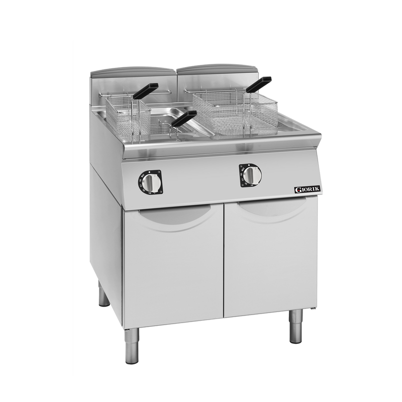 Giorik FG7817PT - 800mm Gas Double Pan Fryer on Base - 2 x 17 Litres