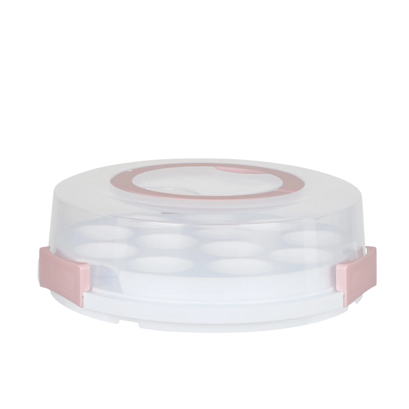 Davis & Waddell Pink & White 2-in-1 Round Cake and Cupcake Carrier 360x360x115mm