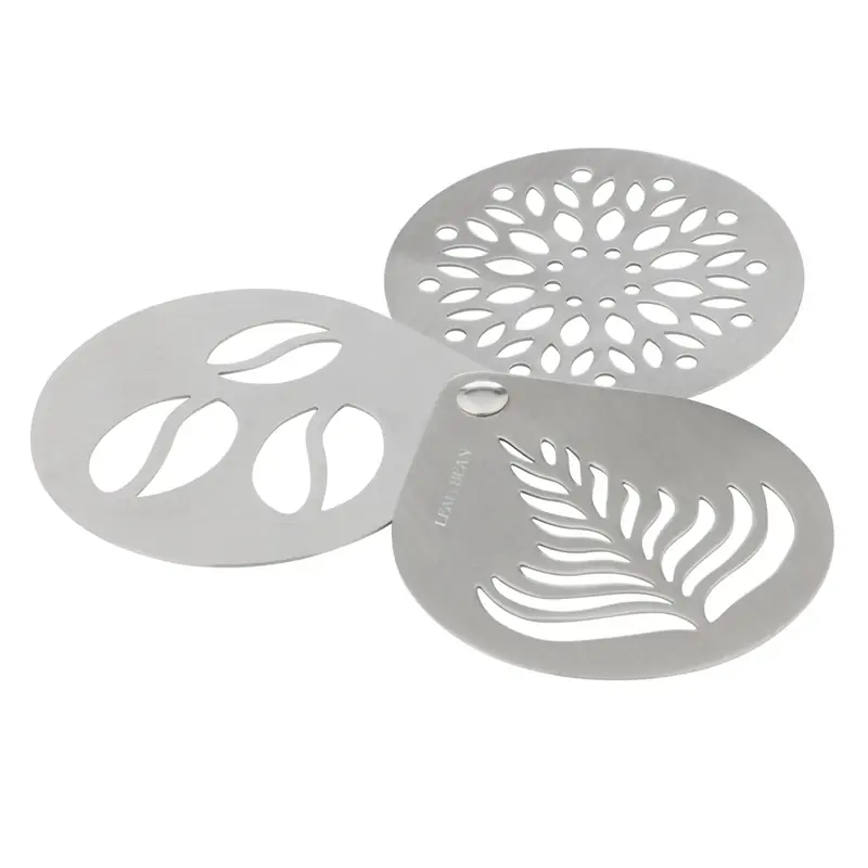 Leaf & Bean Coffee Stencils 3 Piece Set – Stainless Steel