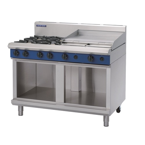 Blue Seal G518B-CB - 4 Burner Gas Cooktop + 600mm Griddle with Cabinet Base