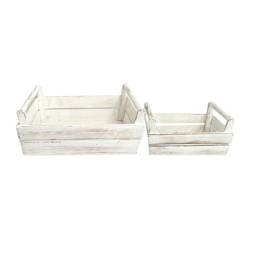 Caddy with Handles - White Wash 32x24cm