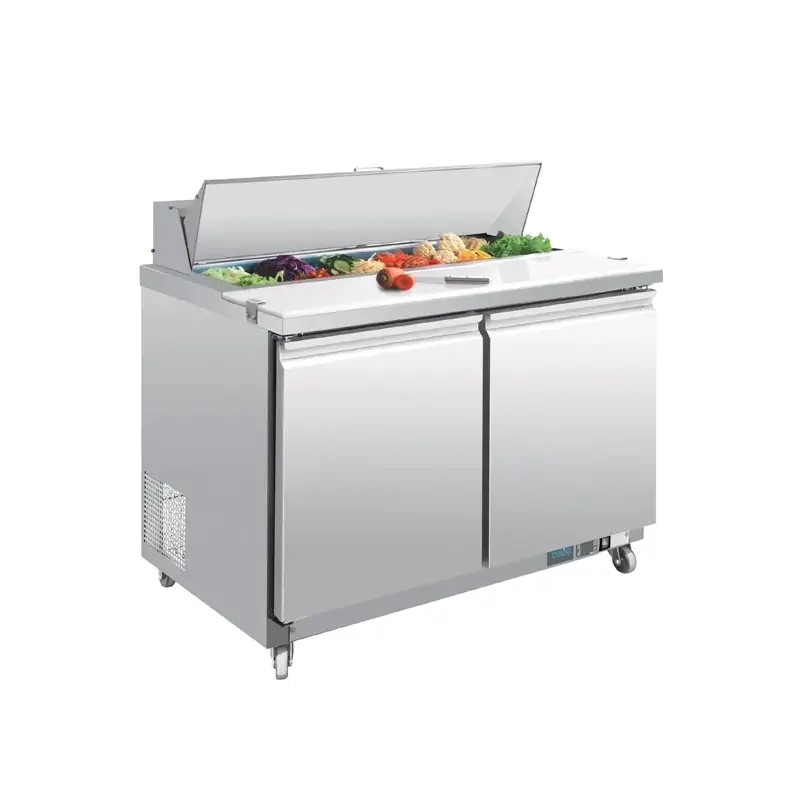 Polar GD882-A U-Series Double Door Prep Counter Fridge 405Ltr
