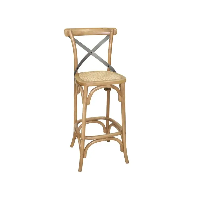 Bolero Wooden Bar Stool with Backrest