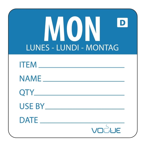 Vogue Day of the Week Prepared Label Monday Dissolvable Adhesive (Roll of 250)