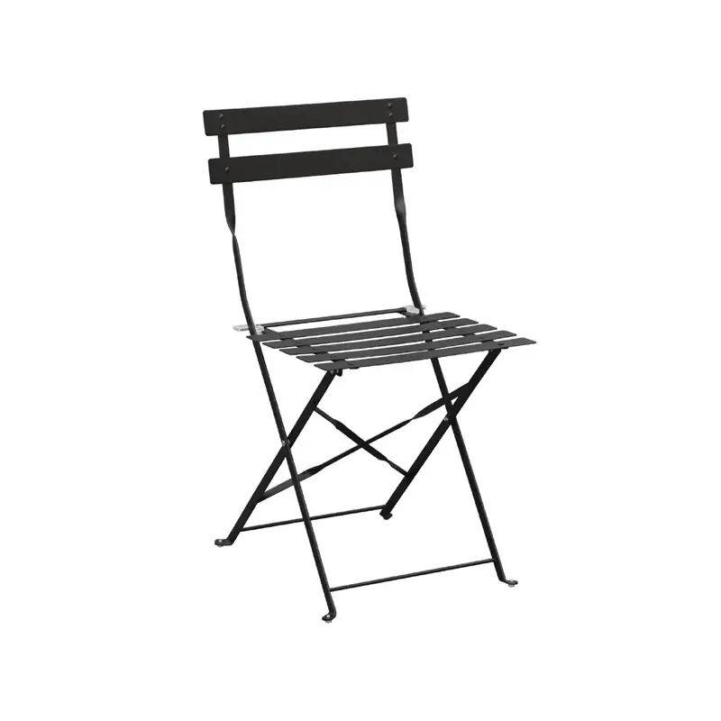 Bolero Black Pavement Style Steel Folding Chairs (Pack of 2)