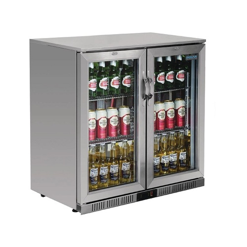 Polar GL008-A G-Series Counter Back Bar Cooler with Hinged Doors Stainless Steel - 208Ltr