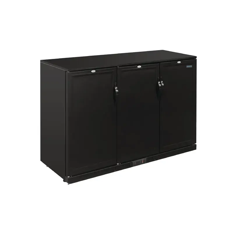 Polar GL017-A G-Series Back Bar Cooler with Triple Solid Hinged Doors Black - 900mm