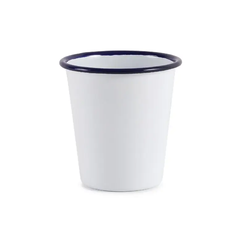 Enamel Tumbler 310ml White with Blue Rim (Box of 6)