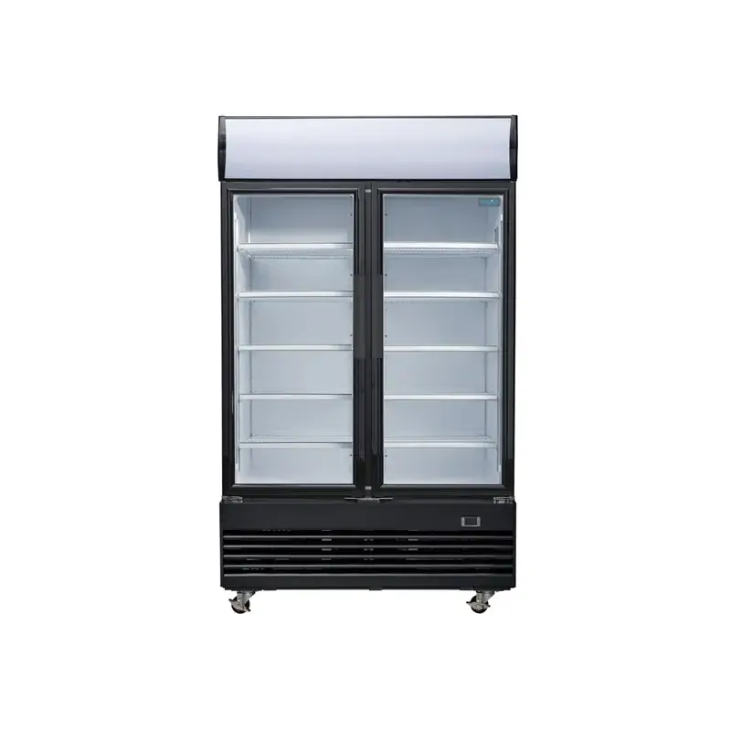 Polar GM813-A G-Series Upright Display Cooler with Light Box Double Hinged Door - Black