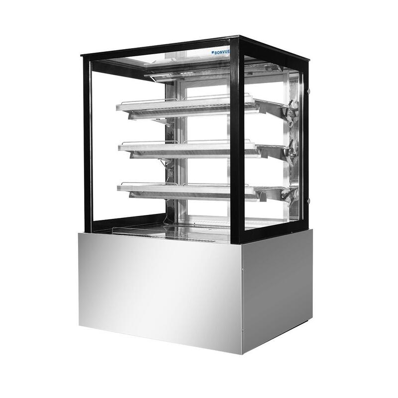 Bonvue H-SF830V - Heated Square Glass Display Cabinet - 900mm
