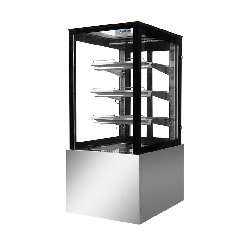 Bonvue H-SL820V - Heated Square Glass Cake Display 4 Tier - 370L