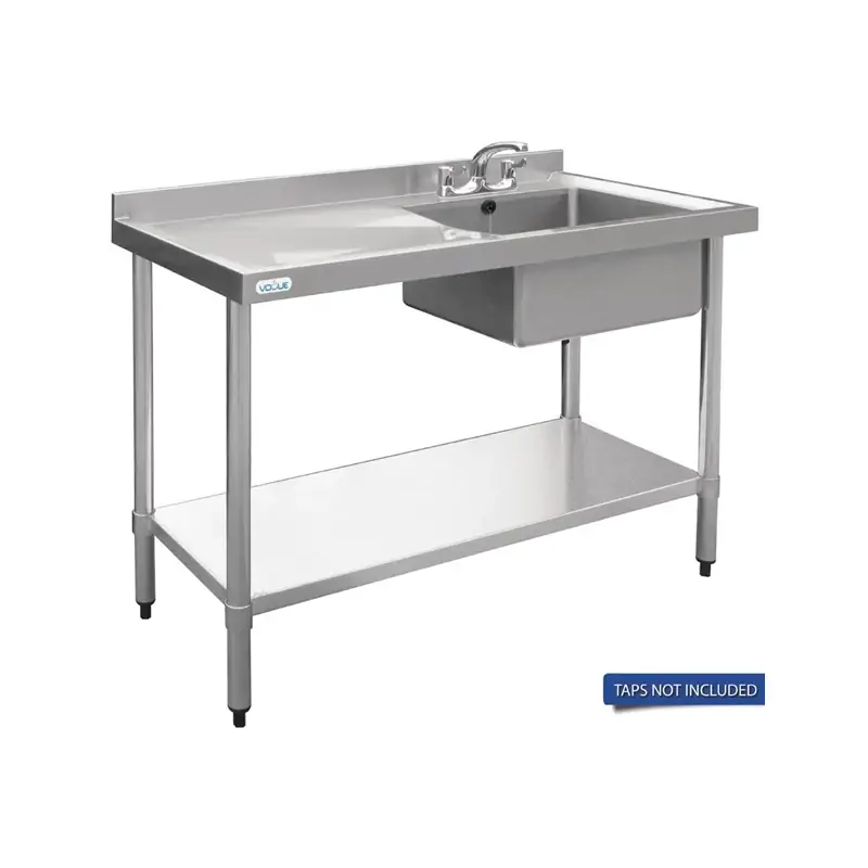 Vogue Single Bowl Sink (90mm Drain) L/H Drainer 1200mm