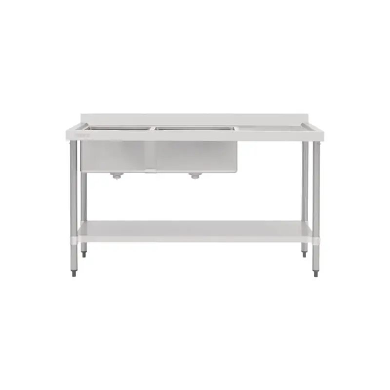 Vogue Double Bowl Sink R/H Drainer (90mm Drain) 1800mm 