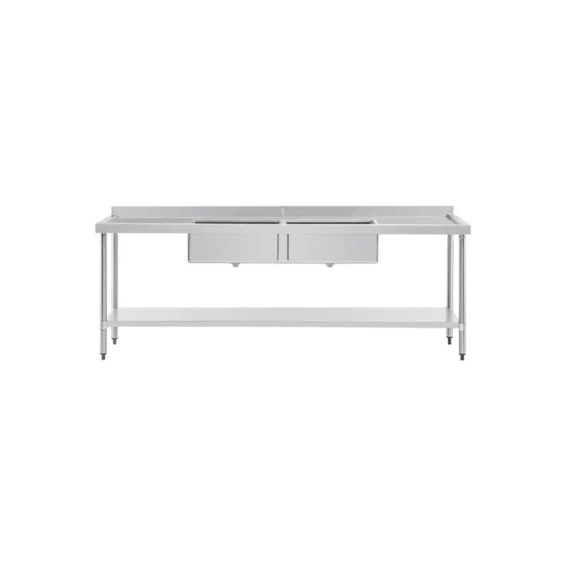 Vogue Double Bowl Sink Double Drainer (90mm Drain) 2400mm