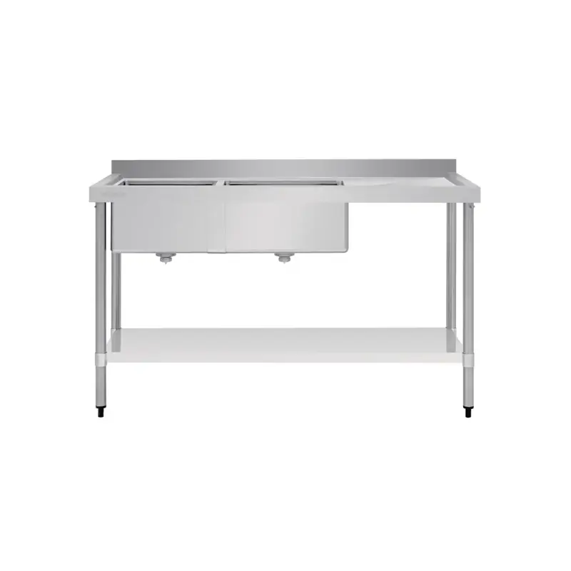 Vogue Double Bowl Sink R/H Drainer (90mm Drain) 1500x700mm