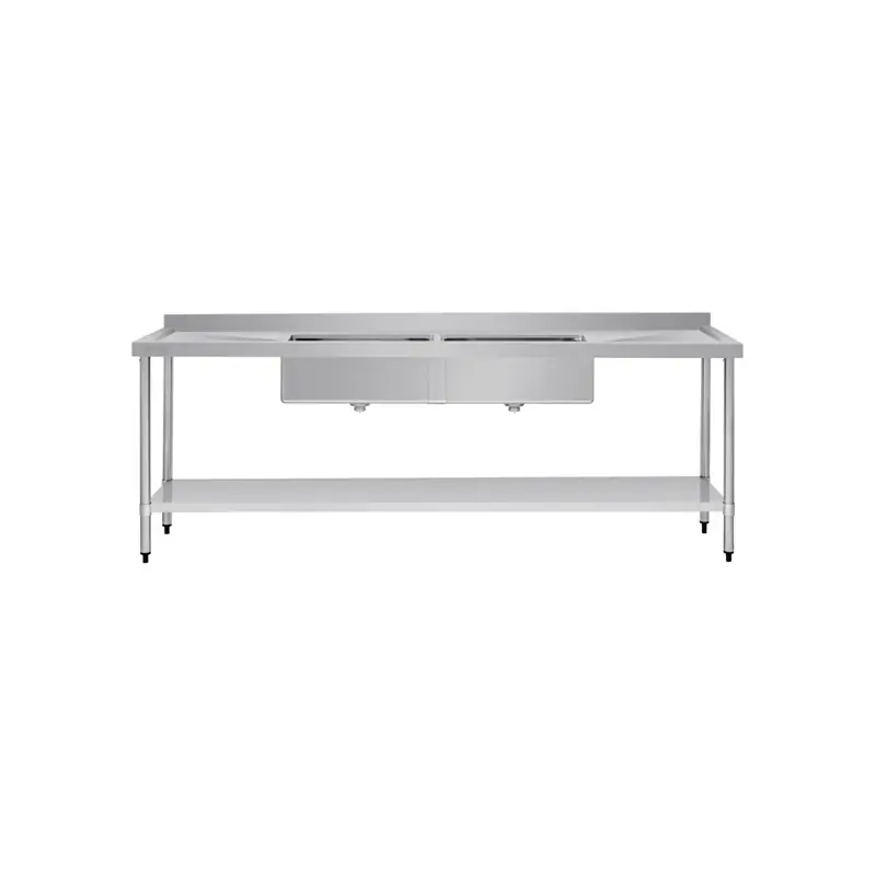 Vogue Double Bowl Sink Double Drainer (90mm Drain) 2400x700mm