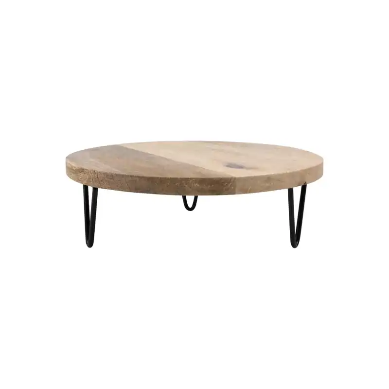 Olympia Round Display Stand Mango Wood with Metal Legs - 250x80mm
