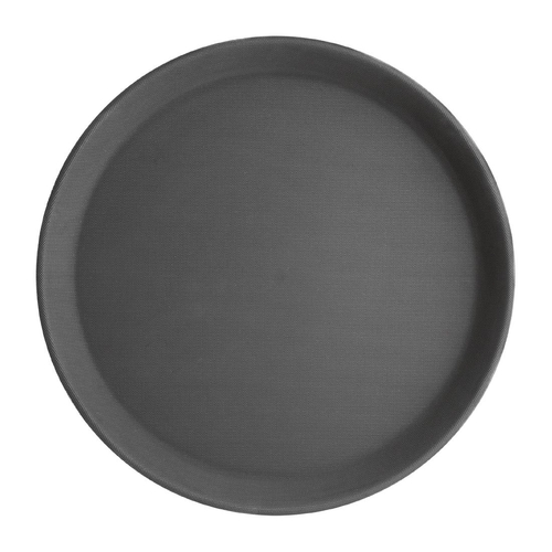 Olympia Kristallon Round Tray Black Anti-Slip Fibreglass 280mm 