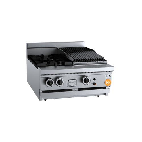 B+S K+ KBT-SB2-CBR3 BM Gas Combination Two Open Burners & 300mm Char Broiler Bench Mounted