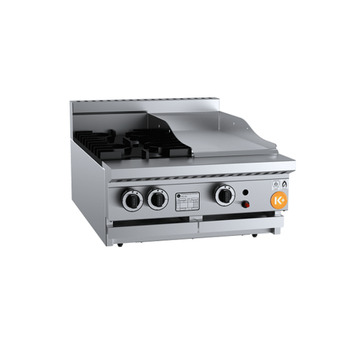 B+S K+ KBT-SB2-GRP3BM Gas Combination Two Open Burners & 300mm Grill Plate Bench Mounted