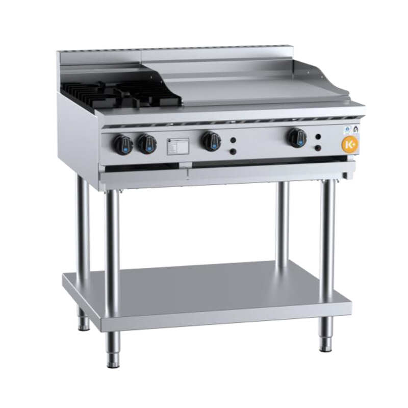 B+S K+ KBT-SB2-GRP6 Gas Combination Two Open Burners & 600mm Grill Plate on Stand