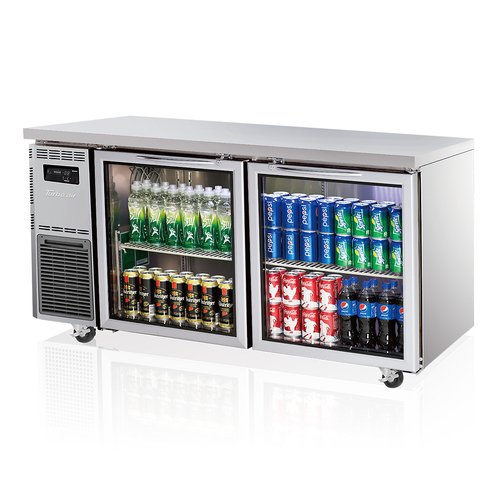 Turbo Air KGR15-2-N(600) - Undercounter 2 Door Glass Door Fridge - 1500mm x 600mm deep