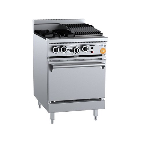 B+S K+ KOV-SB2-CBR3 Gas Two Open Burners & 300mm Char Broiler with Oven