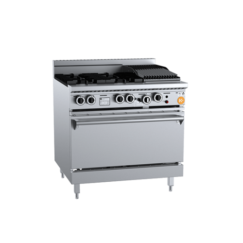 B+S K+ KOV-SB4-CBR3 Gas Four Open Burners & 300mm Char Broiler with Oven