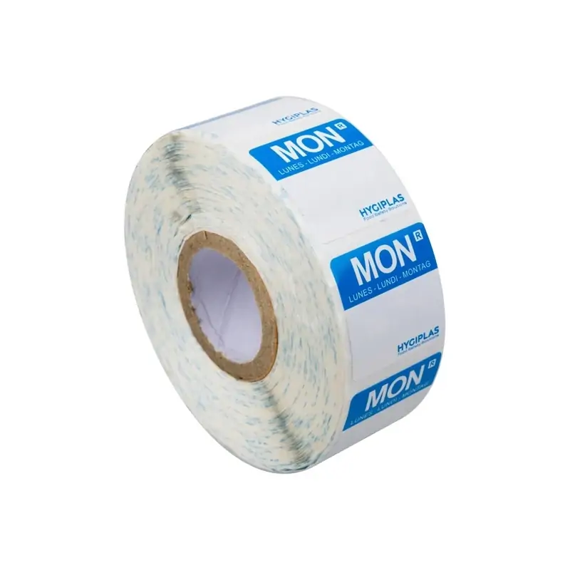 Hygiplas Colour Coded Food Labels Monday Blue (Roll of 1000)