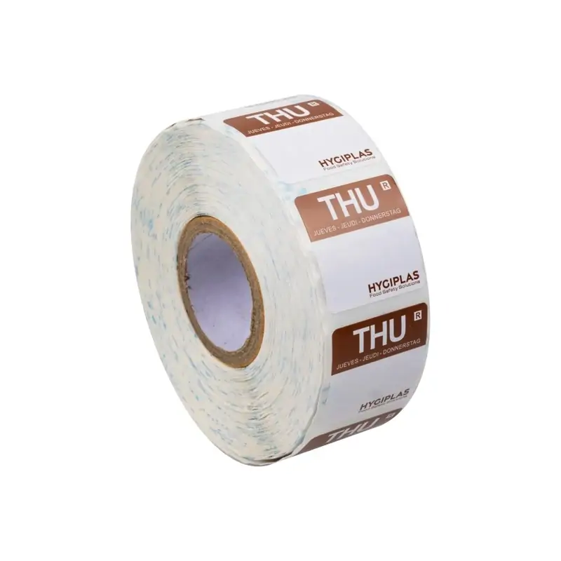 Hygiplas Colour Coded Food Labels Thursday Brown (Roll of 1000)