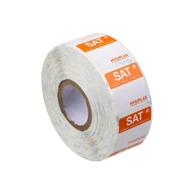 Hygiplas Colour Coded Food Labels Saturday Orange (Roll of 1000)