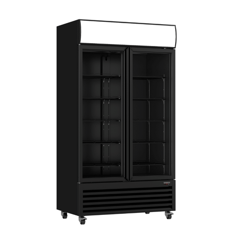 Thermaster LG-1000BP - Double Glass Door Upright Drink Fridge Black - 1000 Litres