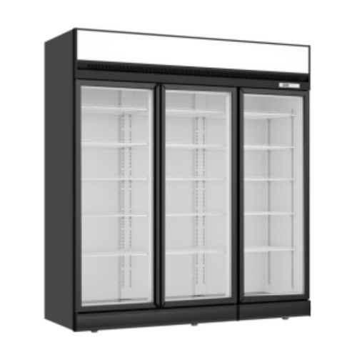 Thermaster LG-1563DF - Black Upright Three Glass Door Freezer