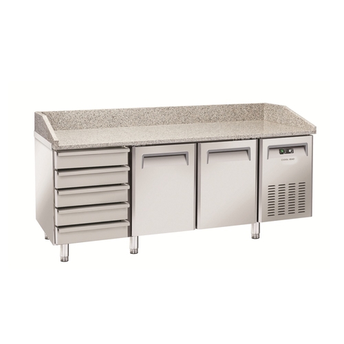 Saltas MPB0026 - 2 Door Marble Top Pizza Fridge