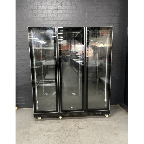 Pre-Owned 3 Door Glass Upright Display Fridge - Black
