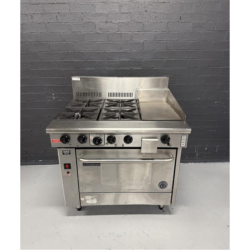 Pre-Owned Goldstein PF12G428FF - 4 Burner Gas Cooktop + 300mm Griddle and Fan Forced Oven