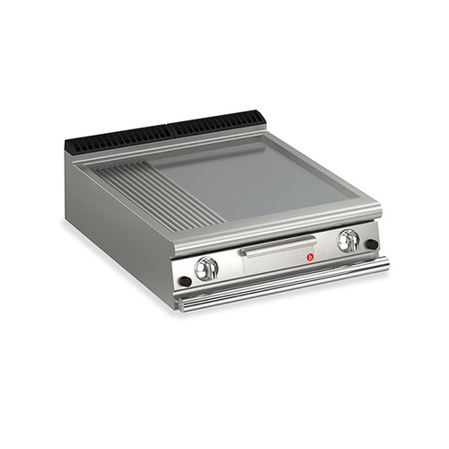 Baron Q70FT-G820 - 2 Burner Gas Fry Top With 2/3 Smooth 1/3 Ribbed Mild Steel Plate
