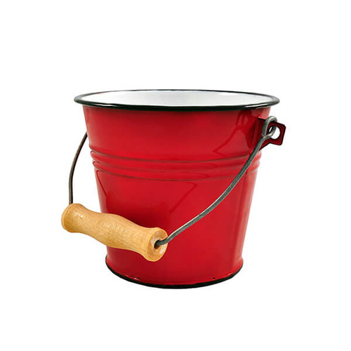 Enamelware Bucket 1lt - Red*