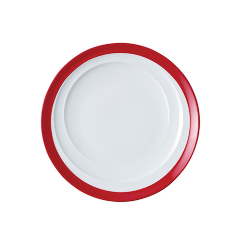 Royal Porcelain Maxadura Resonate Round Plate Coupe 230mm - Red Inner Band (Box of 12)