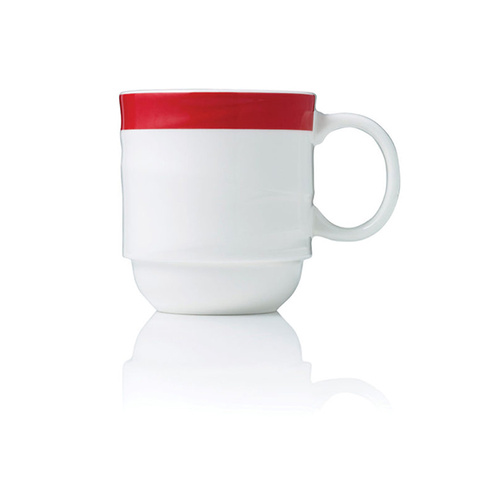 Royal Porcelain Maxadura Resonate Coffee Mug Stackable 350ml - Red Band (Box of 12)